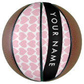 Roze harten, Romantisch, Jouw naam, Personaliseer Basketbal (Verticaal)