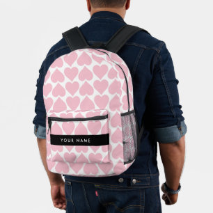 Roze harten, Romantisch, Jouw naam, Personaliseer Bedrukte Rugzak