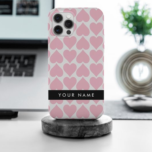 Roze harten, Romantisch, Jouw naam, Personaliseer Case-Mate iPhone Case