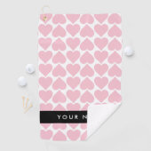 Roze harten, Romantisch, Jouw naam, Personaliseer Golfhanddoek (Insitu)
