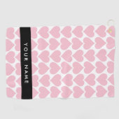 Roze harten, Romantisch, Jouw naam, Personaliseer Golfhanddoek (Horizontaal)