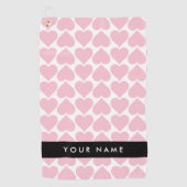 Roze harten, Romantisch, Jouw naam, Personaliseer Golfhanddoek (Voorkant)