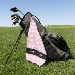 Roze harten, Romantisch, Jouw naam, Personaliseer Golfhanddoek