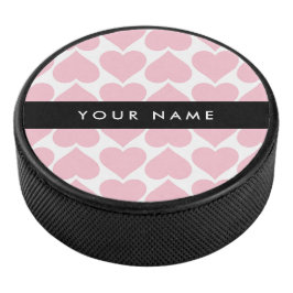 Roze harten, Romantisch, Jouw naam, Personaliseer Hockey Puck