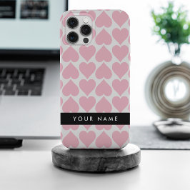 Roze harten, Romantisch, Jouw naam, Personaliseer iPhone 15 Pro Max Case
