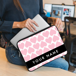 Roze harten, Romantisch, Jouw naam, Personaliseer Laptop Sleeve