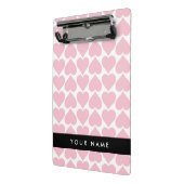 Roze harten, Romantisch, Jouw naam, Personaliseer Mini Klembord (Angled2)