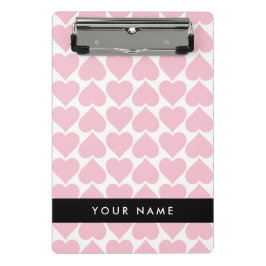 Roze harten, Romantisch, Jouw naam, Personaliseer Mini Klembord