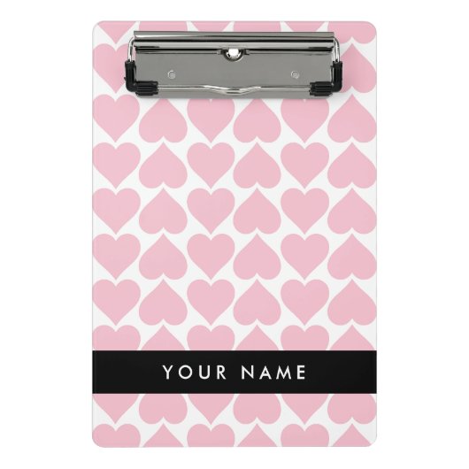 Roze harten, Romantisch, Jouw naam, Personaliseer Mini Klembord (Voorkant)