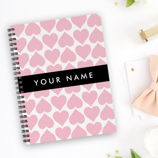 Roze harten, Romantisch, Jouw naam, Personaliseer Notitieboek