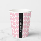 Roze harten, Romantisch, Jouw naam, Personaliseer Papieren Bekers (Voorkant)