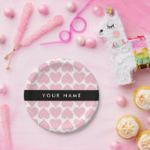 Roze harten, Romantisch, Jouw naam, Personaliseer Papieren Bordje (Feest)