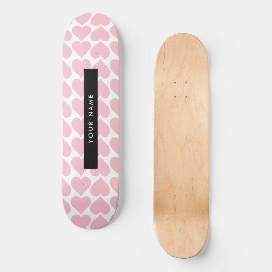 Roze harten, Romantisch, Jouw naam, Personaliseer Persoonlijk Skateboard (Voorkant)