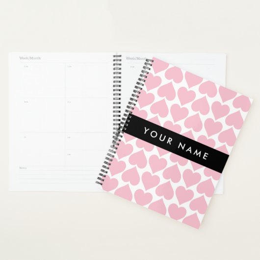 Roze harten, Romantisch, Jouw naam, Personaliseer Planner (Display)