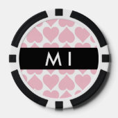Roze harten, Romantisch, Jouw naam, Personaliseer Poker Chips (Voorkant)