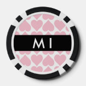 Roze harten, Romantisch, Jouw naam, Personaliseer Poker Chips (Achterkant)