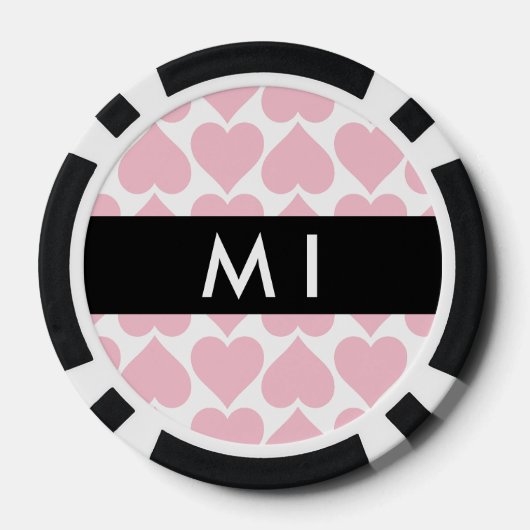 Roze harten, Romantisch, Jouw naam, Personaliseer Poker Chips (Achterkant)