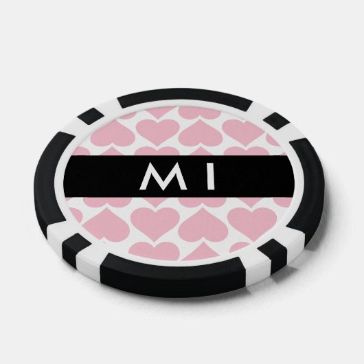 Roze harten, Romantisch, Jouw naam, Personaliseer Poker Chips (Enkel)