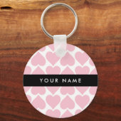 Roze harten, Romantisch, Jouw naam, Personaliseer Sleutelhanger (Voorkant)