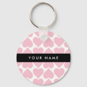 Roze harten, Romantisch, Jouw naam, Personaliseer Sleutelhanger (Achterkant)