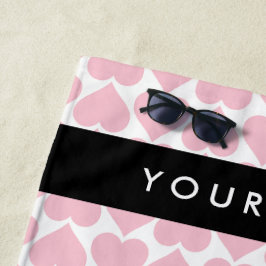 Roze harten, Romantisch, Jouw naam, Personaliseer Strandlaken