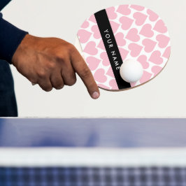 Roze harten, Romantisch, Jouw naam, Personaliseer Tafeltennisbatje