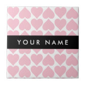 Roze harten, Romantisch, Jouw naam, Personaliseer Tegeltje (Voorkant)