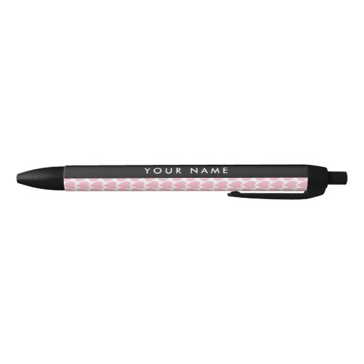 Roze harten, Romantisch, Jouw naam, Personaliseer Zwarte Inkt Pen (Bodem)