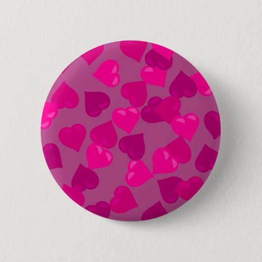 Roze harten ronde button 5,7 cm (Voorkant)