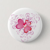Roze harten ronde button 5,7 cm (Voorkant)