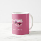 Roze Harten Roze Bril Koffiemok (Voorkant rechts)