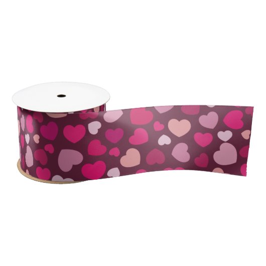 Roze harten satijnen lint (Spoel)
