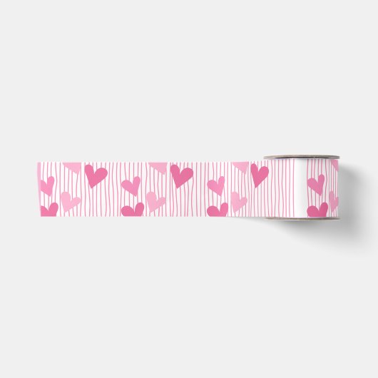 Roze harten satijnen lint (Voorkant)
