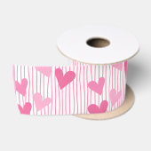Roze harten satijnen lint (Spoel)