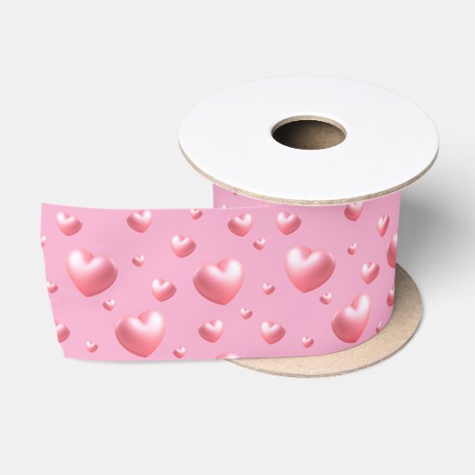 Roze harten satijnen lint (Spoel)