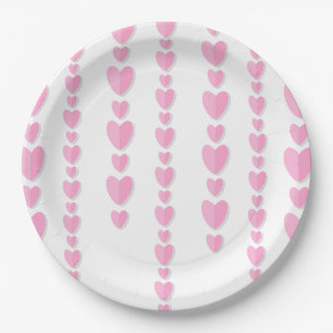 Roze harten Schattig Valentijnsdag Papieren Bordje