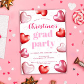 Roze Harten Schattige Stijlvol Afstudeerfeest Kaart
