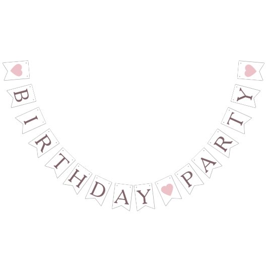 Roze harten schattige verjaardagsfeestje bunting v vlaggetjes (Alle)