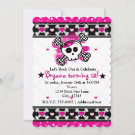 Roze Harten, Schedel & Gekruiste Botten Feest Uitn Kaart