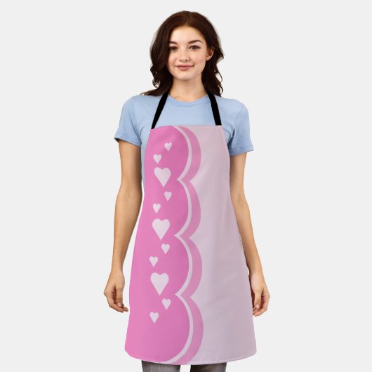 Roze harten schort (Gedragen)