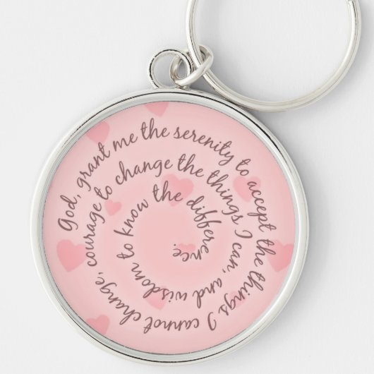 Roze harten Serenity Prayer Sleutelhanger (Voorkant)