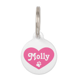 Roze Harten Silhouet Met Naam En Nummer Huisdierpenning