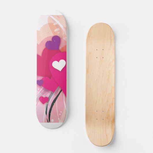Roze harten skateboard (Voorkant)
