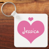 Roze harten - Sleutelhanger met persoonlijke meisj (Voorkant)