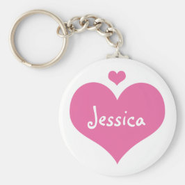 Roze harten - Sleutelhanger met persoonlijke meisj