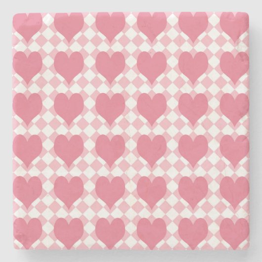 Roze harten stenen onderzetter (Voorkant)