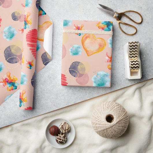 Roze Harten Stijl Cadeaupapier (Crafts)