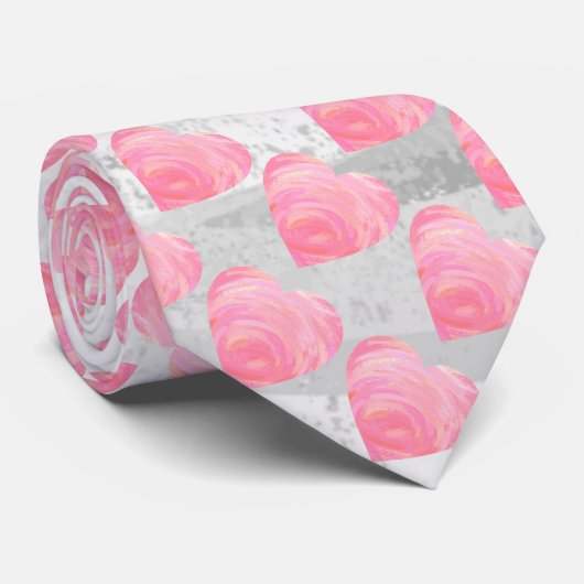 Roze harten stropdas (Opgerold)