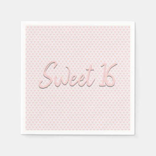 Roze harten Sweet 16 Party Servet (Voorkant)