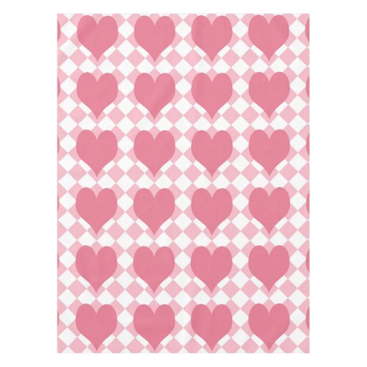 Roze harten tafelkleed (Voorkant)